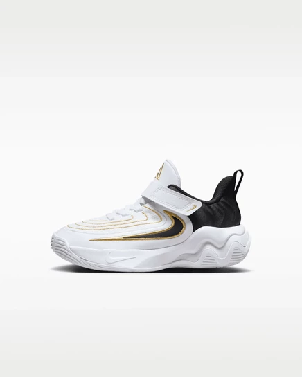 Детские кроссовки Nike Giannis Immortality 4, бело-золото-чёрные