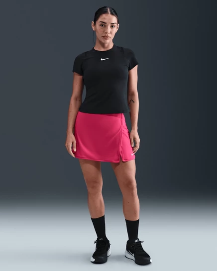Женская прямая теннисная юбка Nike Victory Dri‑FIT, розово‑белая
