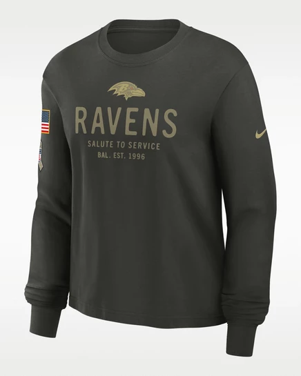 Женский лонгслив Nike Baltimore Ravens Salute to Service Dri-FIT, оливковый
