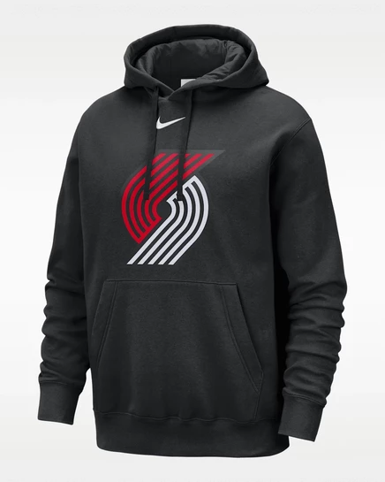 Мужское худи Nike Portland Trail Blazers Club, черно-белое