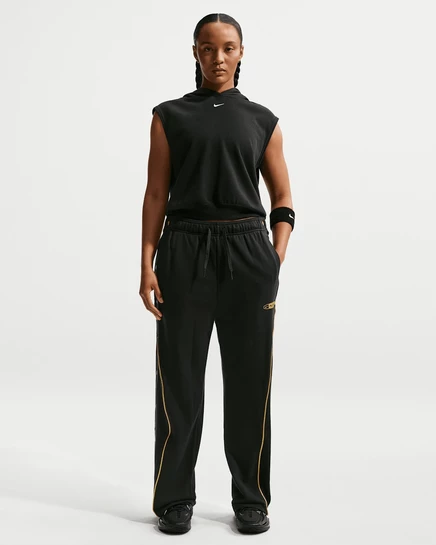 Женские штаны Nike с боковыми кнопками, черный/золотистый