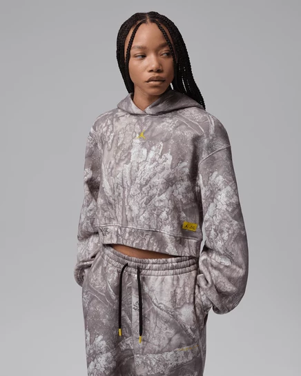 Женское укороченное худи Jordan Brooklyn Realtree, бело-лимонное