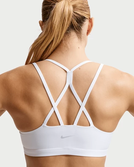 Женский спорт-бра Nike Zenvy Strappy с легкой поддержкой, белый/серый
