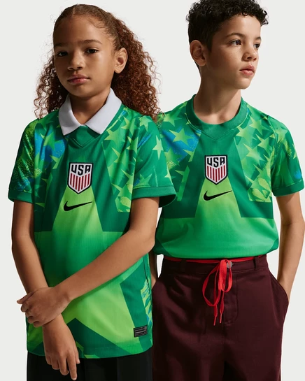 Детская футбольная джерси Nike USMNT 2026 Dri-FIT, зеленая/черная