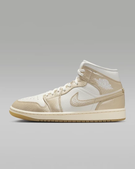 Женские кроссовки Air Jordan 1 Mid SE, айвори-золотые