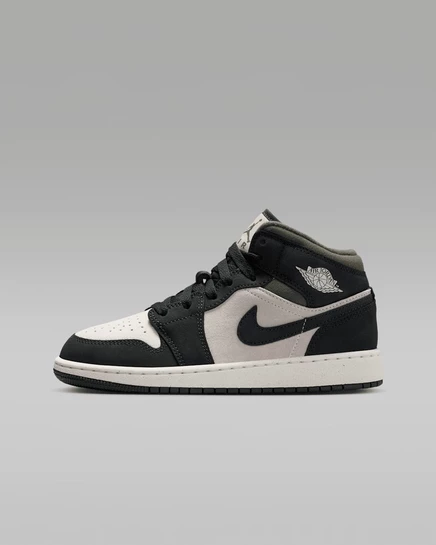 Подростковые кроссовки Jordan AJ1 Mid, коричневые/оливковые