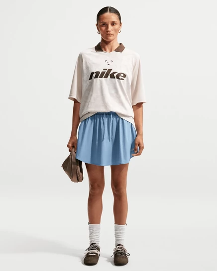 Nike Sportswear Women's Mid-Rise Scalloped-Trim Poplin Skirt work blue/sail/sail