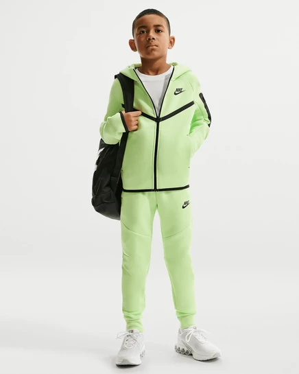 Детские джоггеры nike tech fleece, светло-салатовые/черные