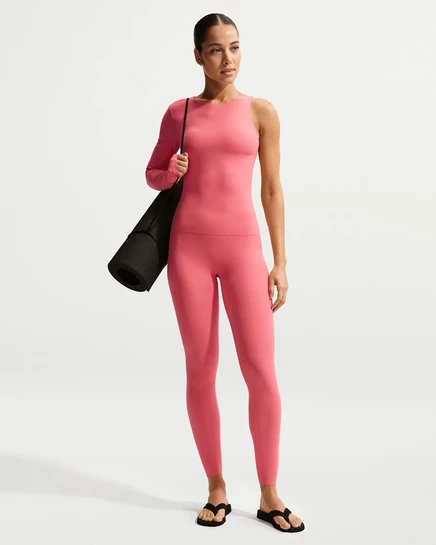 Женские леггинсы Nike Zenvy без шва 7/8, коралловые/белые