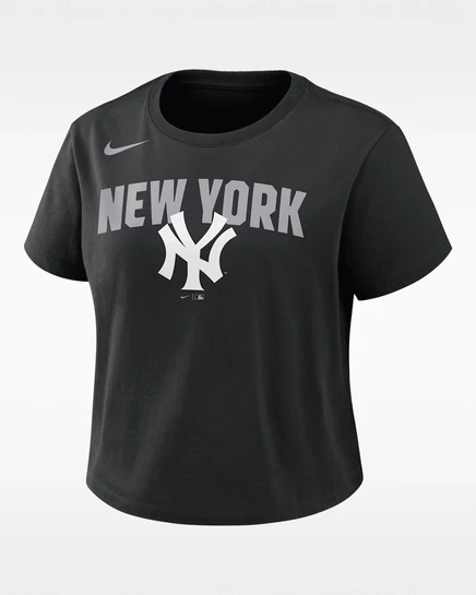 Женская укороченная футболка Nike New York Yankees Mod, черная