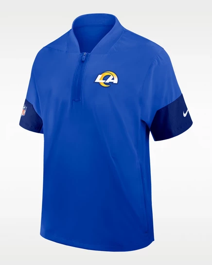 Мужская куртка Nike Los Angeles Rams Sideline Coach с коротким рукавом, синяя
