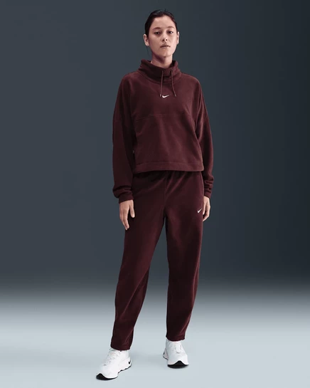 Женские флисовые брюки Nike One Therma-FIT, бордовые/белые