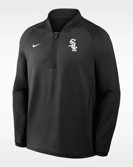 Мужской лонгслив Nike Chicago White Sox Authentic Collection Dri-FIT с короткой молнией, черный