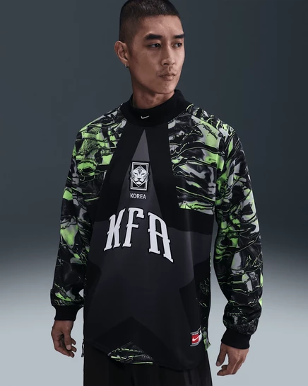 Мужская футбольная футболка Nike Korea Keeper, черно-белая