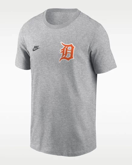 Мужская футболка Nike Cooperstown 2-Hit Tigers, серый меланж