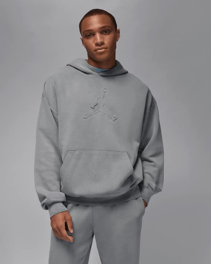 Мужское худи Jordan Tatum Hoop Fleece Dri‑FIT, серо‑черное
