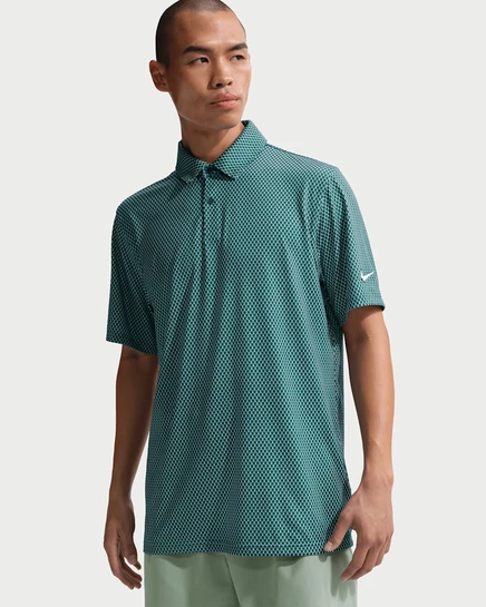 Мужская рубашка-поло Nike Velocity Dri-FIT, малахитовая/тёмно-синяя/белая