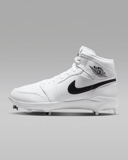 Мужские бейсбольные бутсы Jordan 1 Retro Metal, белые с черным