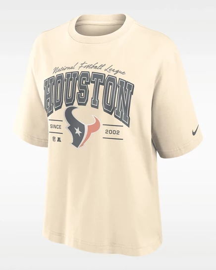 Женская футболка Nike Houston Texans Mod Boxy, кремовая