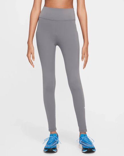 Детские леггинсы Nike One Dri-FIT высокая талия, серые/белые