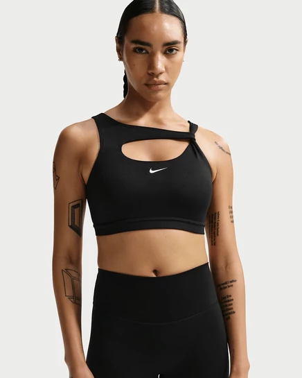Женский бюстгальтер Nike One средней поддержки, черно-белый