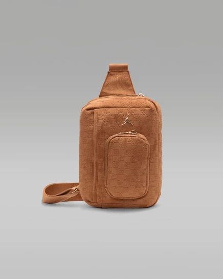 Мужская сумка через плечо Jordan Suede Monogram 3 л, коньячная