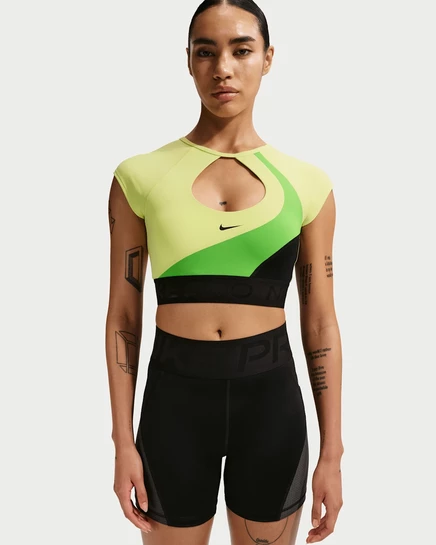 Женский спортивный бра Nike Pro Sculpt, зеленый/черный