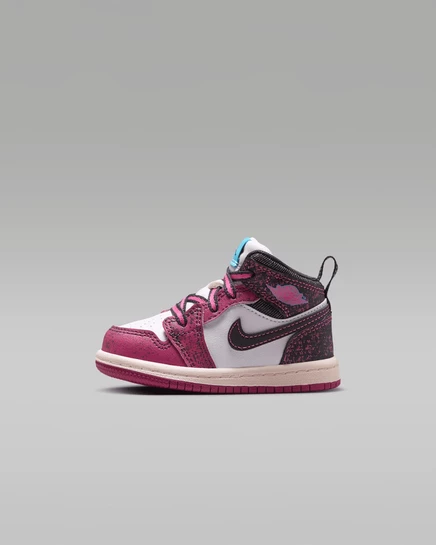 Детские кроссовки Jordan 1 Mid SE, бордовые/розовые