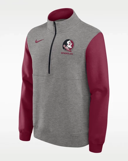 Мужская толстовка Nike Florida State Club 1/2-Zip, серо-меланжевая