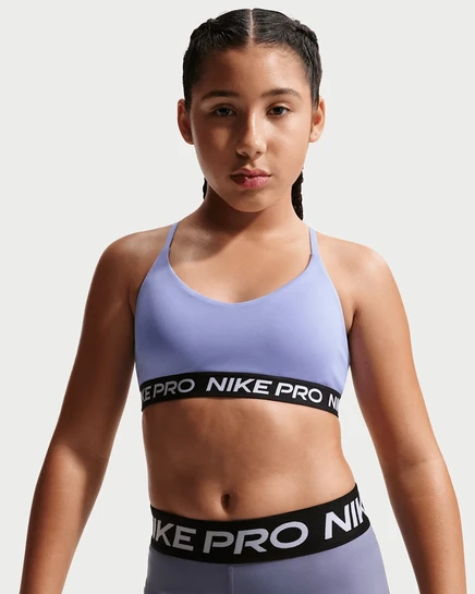 Топ-бра для девочек Nike Pro Indy, светло-сиреневый/белый