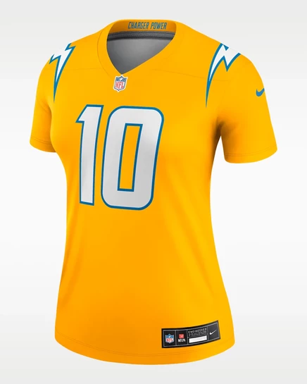 Женская джерси Nike Justin Herbert Los Angeles Chargers Dri-FIT, золотая