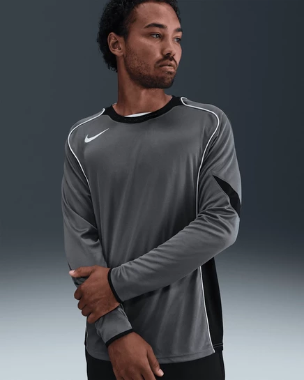 Мужская футболка Nike Total 90 Dri-FIT с длинным рукавом, светло-графит/черно-белая