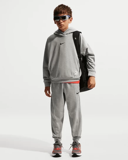 Мальчиковые флисовые штаны Nike Pro Dri-FIT, темно-серый/белый/черный