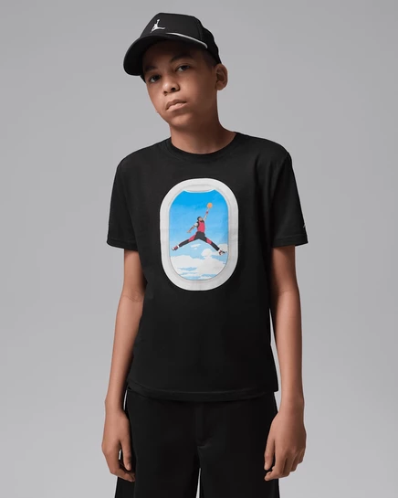 Детская футболка Air Jordan Plane Window, черная