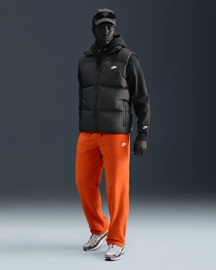 Мужские утеплённые спортивные штаны Nike Sportswear Club, оранжево-белые