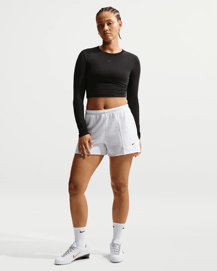 Женские шорты Nike Sportswear Chill Terry, бежево-белые/черные