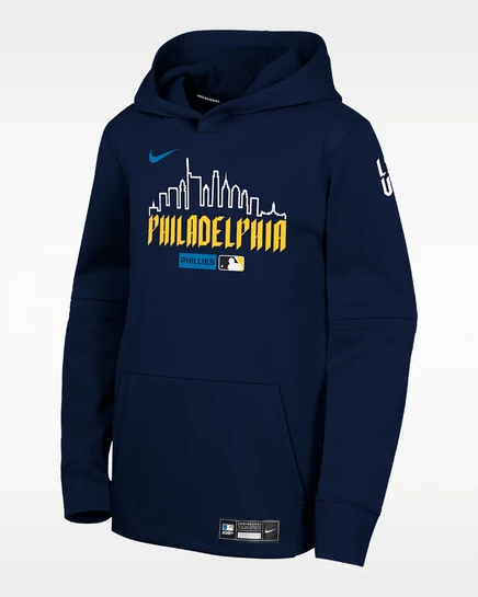 Мальчиковое худи Nike Philadelphia Phillies City Connect Therma-FIT, темно-синее