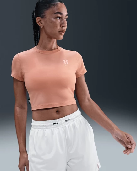 Женская укороченная футболка Nike Sabrina, розово-золотая