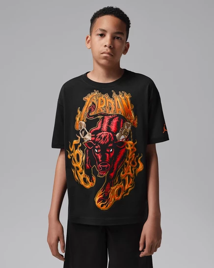 Детская футболка Jordan Toro Bravo Rings ретро, черная