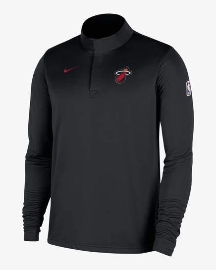 Мужской лонгслив Nike Miami Heat Dri-FIT на 1/4-молнии, черный/красный