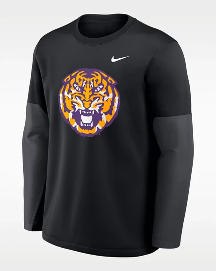 Мужская футболка с длинным рукавом Nike LSU Sideline Coach Therma-FIT, черная