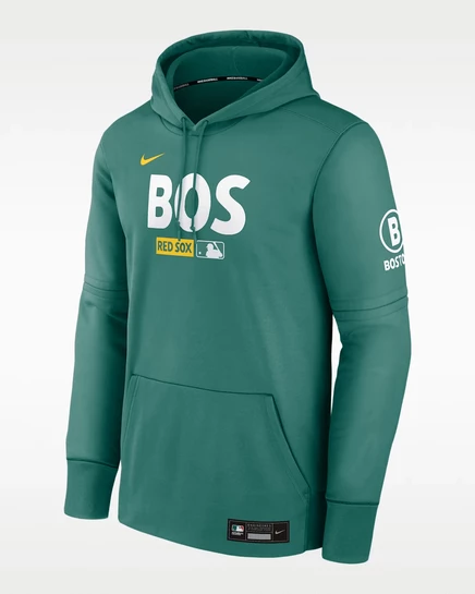 Мужская толстовка-худи Nike Therma MLB пуловер City Connect Authentic Collection Boston Red Sox зелёный