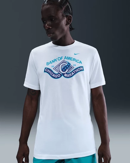 Мужская беговая футболка Nike Dri-FIT, белая/светло-голубая