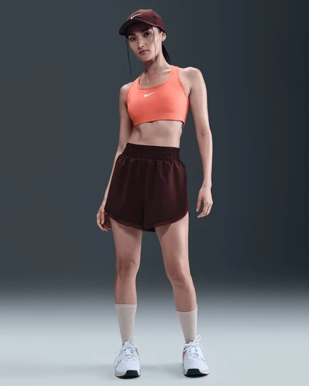 Женские шорты Nike One Dri-FIT 3″ с вкладышем, бордовые