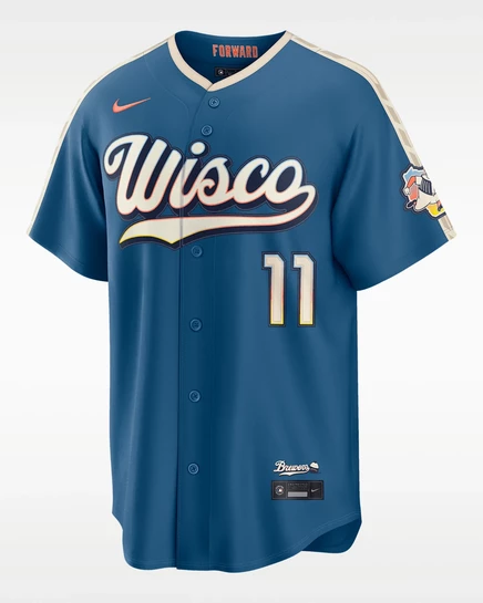 Мужская майка Nike Jackson Chourio Milwaukee Brewers, серая