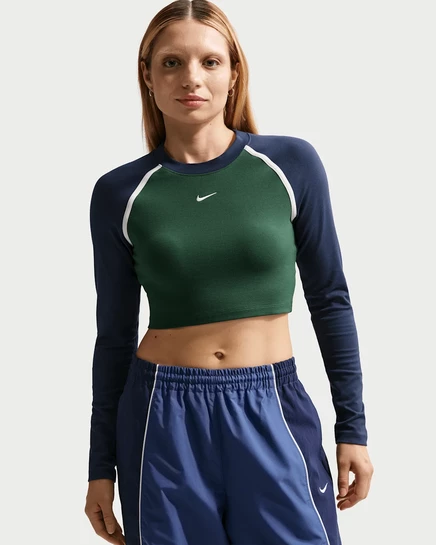 Женский укороченный топ Nike Sportswear, зеленый/темно-синий