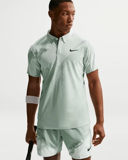 Мужское поло NikeCourt Slam, кремово-зелено-черное