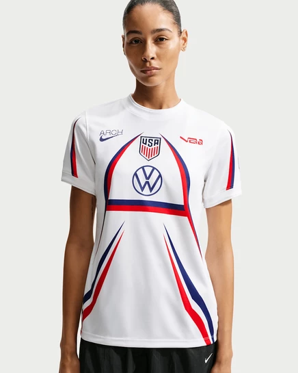 Женская футболка Nike USA x V.A.A., белая/синяя