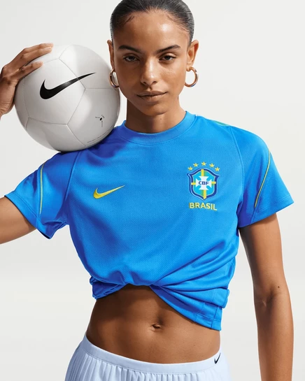 Женский тренировочный топ Nike Brazil Strike Dri-FIT, светло-голубой/мятный/золотой