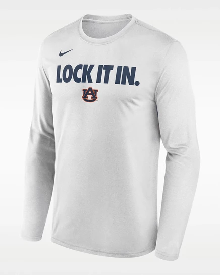 Мужской лонгслив Nike Auburn 2026 On-Court Bench Dri-FIT, белый